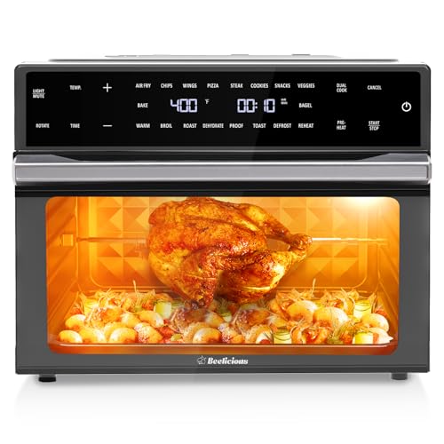 Beelicious 32QT Extra Large Air Fryer, 19-In-1 Air Fryer Toaster Oven Combo with Rotisserie and...