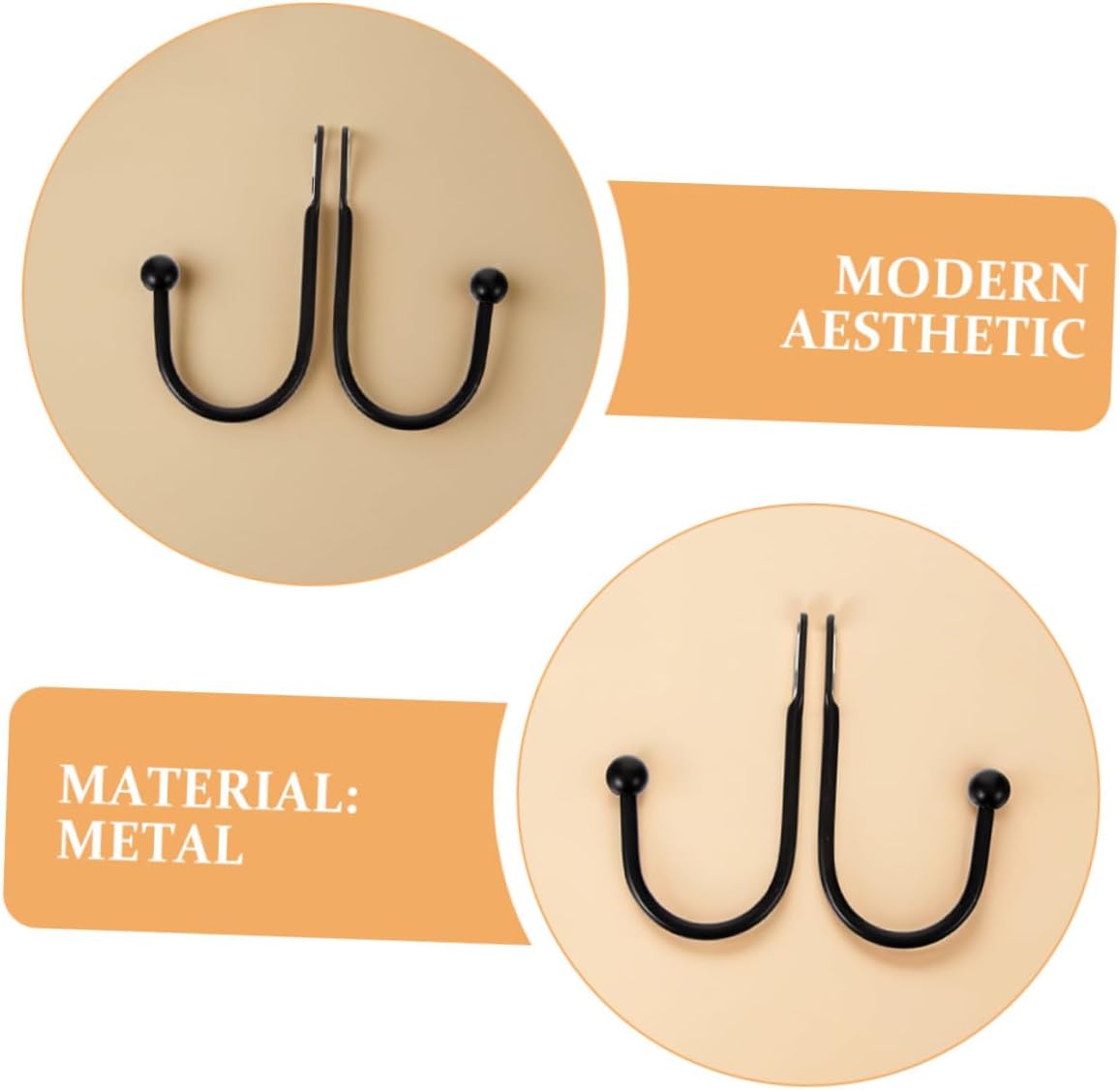 4pcs Black Metal Curtain Holdbacks U-Shaped Wall Tieback Hooks Heavy-Duty Curtain Rod Holders for Drapes Window Treatment Hardware Home Décor