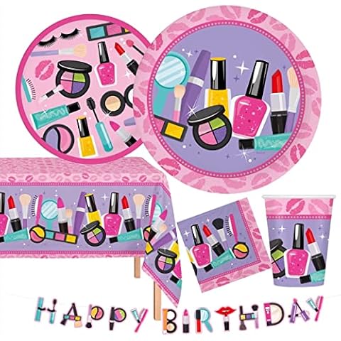 Serves 18 Complete Spa Birthday Party Supplies Includes Plates Napkins Table Covers Banner Ideal for Spa Party Birthday Party Cover