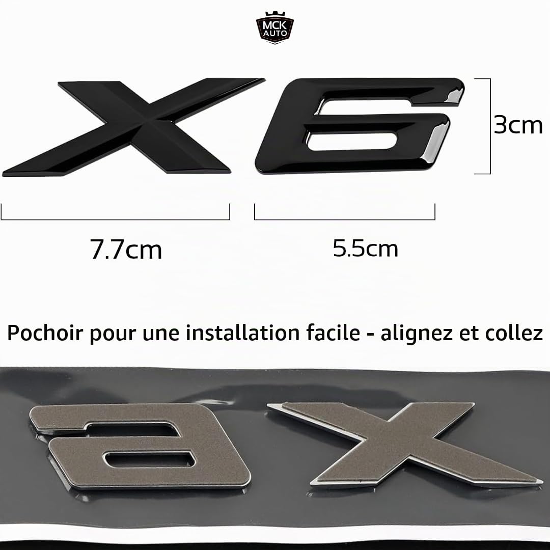 X6 Noir Brillant Logo de Coffre Arrière Badge Arrière Emblème Modification de Tuning E71 F16 G06