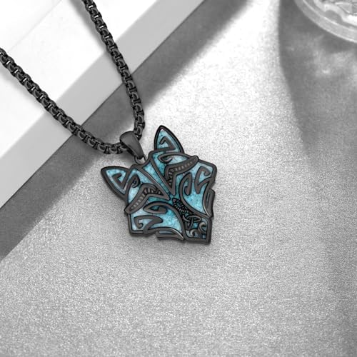 Wolf Necklace for Men 925 Sterling Sliver Turquoise Wolf Necklace Viking Turquoise Jewelry Gifts for Men Women3