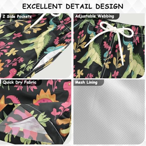 Boccsty Colorful Dinosaur Patterns Boys Swim Trunks Baby Kids Swimwear Summer Toddler Beach Board Shorts 2T3