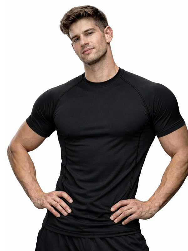 friskers Men Compression T-Shirt Slim Fit | Gym & Sports Wear for Men | Quick Dry Stretchable Polyester | Workout, Running, Training Half Sleeve Tshirt-picture-53