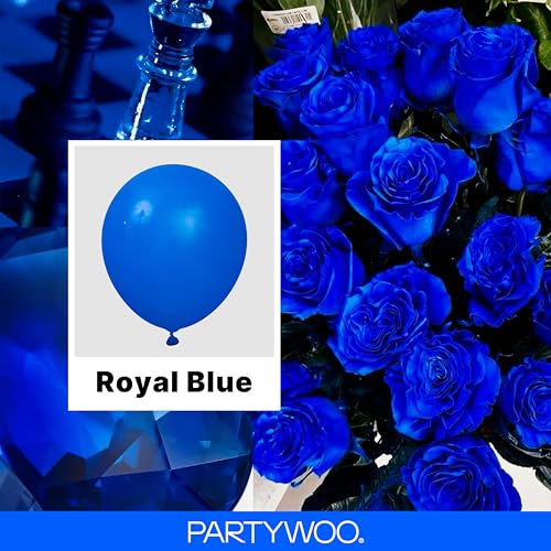 Image of PartyWoo Royal Blue Balloons 140pcs Different Sizes Pack of 18 12 10 5 Inch Dark Blue Balloon Arch Kit for Baby Shower Gender Reveal Graduation Under The Sea Birthday Party Decorations Blue-Y5