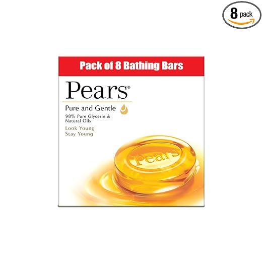 Pears Pure & Gentle Moisturising Bathing Bar Soap with Glycerine For Golden Glow 125g (Pack of 8) at Rs. 462