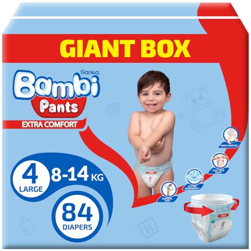 Sanita Bambi Pants GIANT Box Size 4 Large 8-14 KG 84 Count