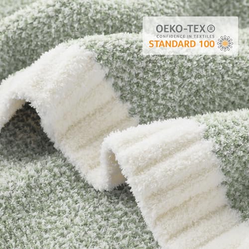 Image of Snuggle Sac Heather Throw Blanket for Couch, Reversible Super Soft Blankets Warm Cozy Knit Fuzzy Plush Lightweight for Sofa, Bed, Camping, Picnic (Sage Green, Twin (60 inchx80 inch))