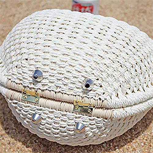 Bolso de paja tejido a mano para mujer miniatura 4