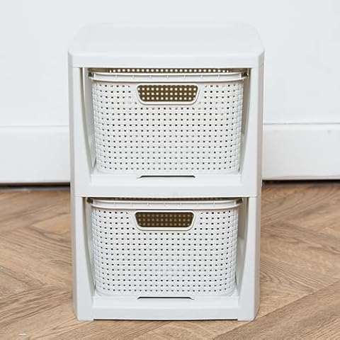 2 Tier Plastic Drawer Storage Unit Cover