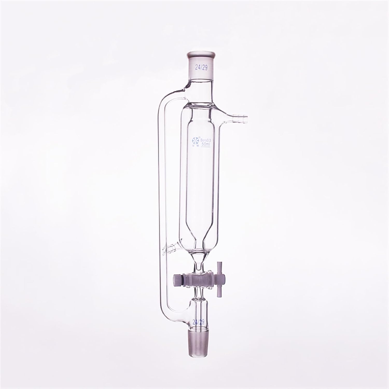 Double Layer Separatory Funnel Constant Pressure Shape,50ml,Joint 24/29,Addition, Low-Temperature, PTFE Stopcock