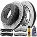 Rear Drilled & Slotted Brake Rotors & Ceramic Brake Pads w/Cleaner & Fluid Fit 2013 2014 2015 2016 2017 2018 2019 Ford F-250 F-350 Super Duty Pickup 5 Lugs 4WD