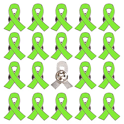 25pcs Lime Green Ribbon Pin Lyme Disease Non-Hodgkin's Lymphoma Awareness Products Mental Health Pins
