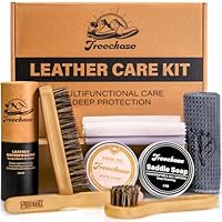 Freechase Leather Boot Care Kit - 9 PCS Saddle Soap, Mink Oil, Waterproofing Wax, Shoe Brushes, and More for Leather Boot care and Cleaning, Leather conditioner Gift for Men Women