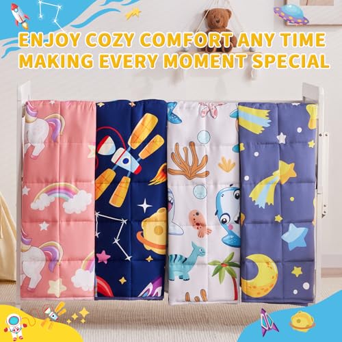 anfie Weighted Blanket Kids(40"x60" 7lbs) Weighted Blanket Cooling Blanket for Sleeping,Throw Size Breathable Blanket with Premium Glass Bead(Blue Aerospace)