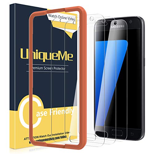 [3 Pack] UniqueMe Screen Protector for Samsung Galaxy S7 Tempered Glass,[Alignment Frame] Easy Installation HD-Clear Anti-Scratch Screen Protector
