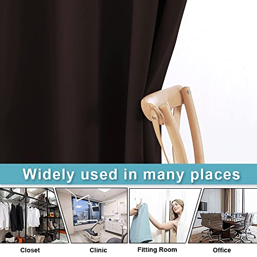 Image of RYB HOME Blackout Curtains Blind Adjustable Room Divider Thermal Insulated Separation Screen for Office /Patio Door /Apartment /Dorm, Wide 120 x Long 108, Brown, 1 Pc
