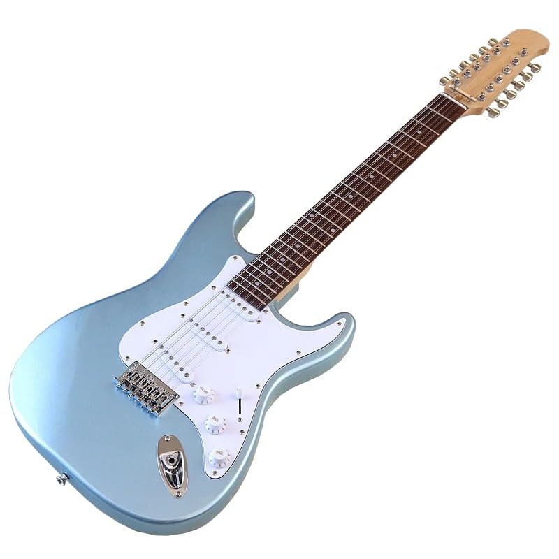 Guitarra Eléctrica de 12 Cuerdas, 39 Pulgadas, Acabado Alto Brillo, Cuerpo de Madera Sólida de...