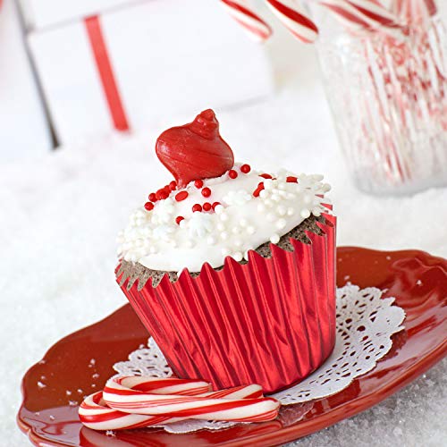 Image of Sumind 400 Pcs Mini Foil Cupcake Liners Holiday Baking Cups,Red