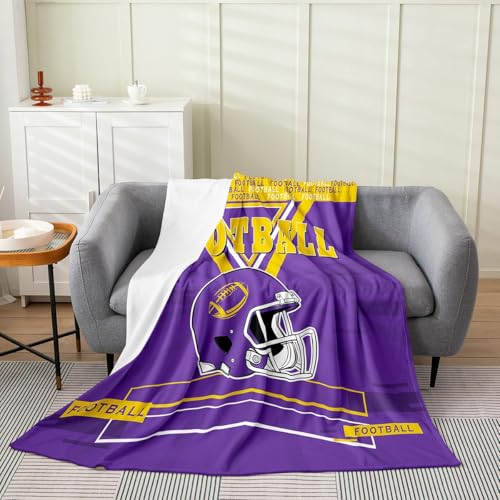 Erosebridal Football Throw Blanket Rugby Fleece Blanket Twin 60x80 inch for Kids Boys Teens Football Helmet Bed Blanket for Teen Boy Sports Flannel Blanket for Living Room