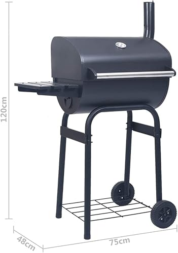 Miniatura 9 de Ahumador de carbón para barbacoa con estante inferior, negro, portátil para exteriores, para pizza, verduras, carnes, pan (estilo Y)