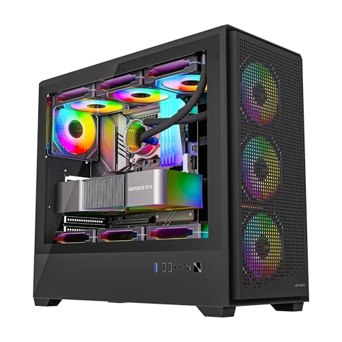 Image of Ant Esports EVO 360 Lite Mid-Tower Computer Case /Gaming Cabinet - Black | Support E-ATX, ATX, Micro-ATX, Mini-ITX | Pre-Installed 4 ARGB Fans