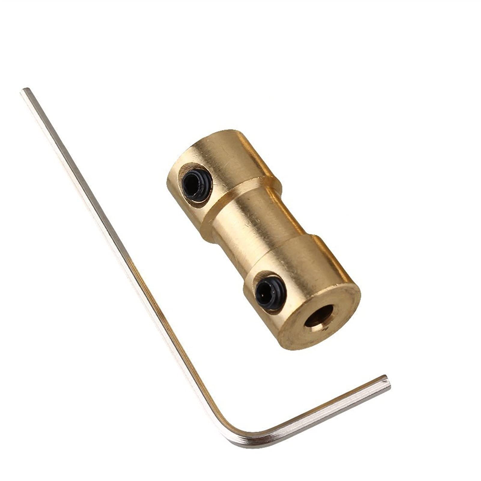 WAAZVXS Coupler 2/2.3/3/3.17/4/5/6mm Brass Rigid Shaft Connector for Motor Transmission Connector with Screws Wrench (Inner Diameter : 2.3mm 3mm 2pcs)