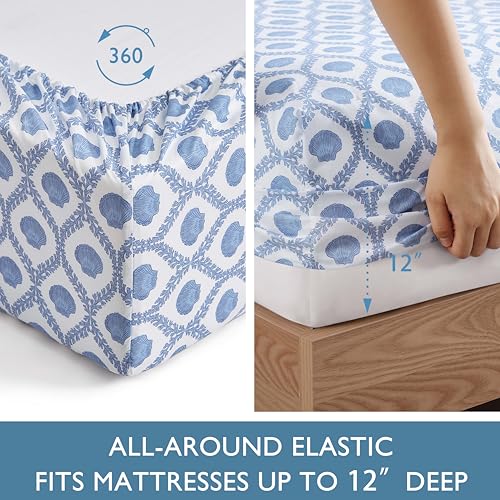 Image of Caribbean Joe King Coastal Print Microfiber Sheet Set, Cove