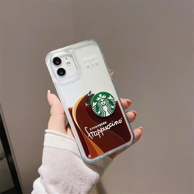Image of COVERLY Compatible for iPhone 12 Pro Silicone | Brown | Mobile Phone Case for iPhone| Printed Sticker Float Design Style | Slim Back Cover | Starbuck | Hard Ultra Protective Pack of 1 (iPhone 12 Pro)