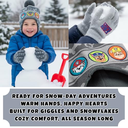 Image of Nickelodeon Boys Paw Patrol Winter Hat, 2 Pair Gloves or Mittens (Toddler /Little Boys)