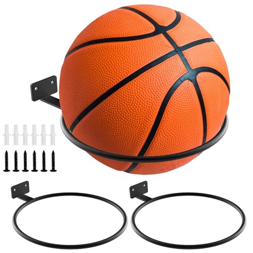 Basketball Holder Wall Mount,Boys Room Decor 3pcs Soccer Display Rack Metal Universal Ball Display...