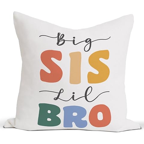 Rusenbao Nursery Kids Room Decor Throw Pillow Covers 18×18, Big Bro Lil Sis Room Decor, Bed Decorative Pillows Covers, Decor for Couch Kids Bedroom Playroom Cover
