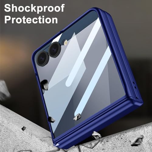 Image of Kapa Ultra Thin Back Cover for Galaxy Z Flip7 / Z Flip 7 | with [Magnetic Hinge Protection] and Inbuilt Glass Window Protection (Blue)