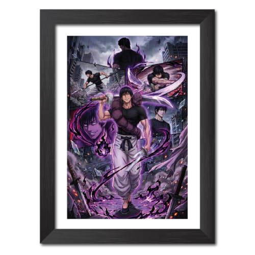 Image of TenorArts Toji Fushiguro Poster Jujutsu Kaisen Anime Laminated Photo Frame Painting with Matt Finish Black Textures (12inches x 9inches)