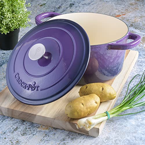 Crock-Pot Artisan Round Enameled Cast Iron Dutch Oven, 7-Quart, Lavender Purple - Image 6
