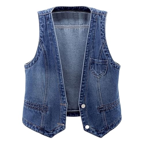 Chaleco De Mezclilla para Mujer Primavera Otoño Chaleco Corto De Vaquero Retro Abrigos Sin Mangas Tops Femeninos Chaqueta De Jeans Informal Outwear Casual