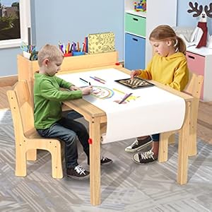 Gdlf kids art table and 2 chairs wooden drawing desk activity crafts childrens furniture 42×23  urban country home decor