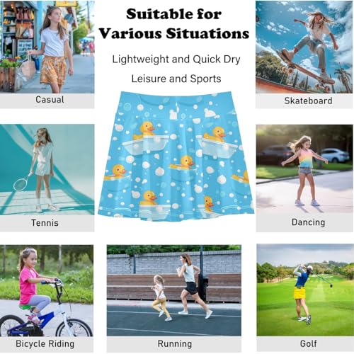 visesunny Girl's Golf Skirt Athletic Duck Bowl Bathing Tennis Skort Sport Activewear with Double Layer Pockets4