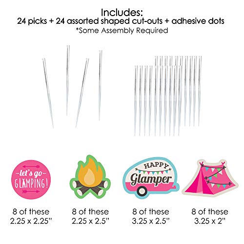 Big Dot of Happiness Let's Go Glamping - Dessert Cupcake Toppers - Camp Glamp Party or Birthday Party Clear Treat Picks - Set of 24 by Big Dot of Happiness - Image 5