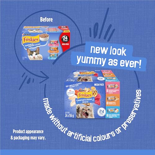 Purina Friskies Seafood & Chicken Lovers Wet Cat Food Variety Pack 24 x 156g Cans, Brown (45078) by Friskies - Image 7