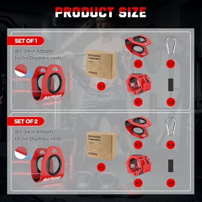 Home Gym Clips, Convert Dumbbells to Barbell, Turn Bars into Landmines, T-Bar Row with Any Grip, Hook Dumbbells on Dip Belts, Versatile Weightlifting Accessory for Olympic