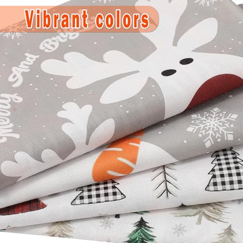 Double-Sided Print Christmas Pillow Covers 16"x16" Set of 4, 8 Cute Christmas Patterns, Tree, Reindeer, Snowman, Joy, Let It Snow, Believe Etc, Perfect for Home Decor