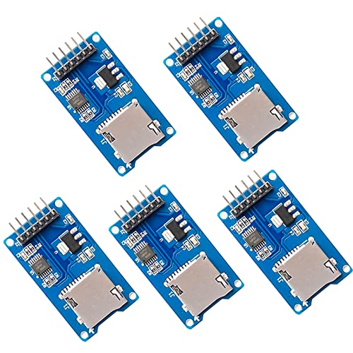 XTVTX 5 pièces SPI Reader Lector,Module Carte Micro SD SPI Reader Mémoire Lecteur Micro SD TF Memory Card Module Shield Compatible avec Arduino Cover