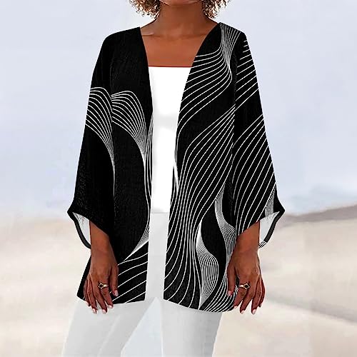 Generic Kimonos for Women Plus Size Lightweight Floral Printed Tops Dressy Casual 3/4 Sleeve Summer Cardigan4