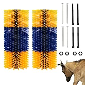 Mfsdai 2 Pcs Grooming Cattle Scratching Brush, Large Horse Scratcher Accessories, Livestock Massage Brush Set Itch Relief and Cleaning for Horses, Goats, Cows, Pigs