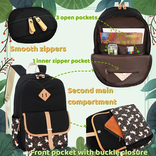 Image of Leaper Canvas School Backpack for Girls Laptop Bag Travel Bag Bookbag Daypack