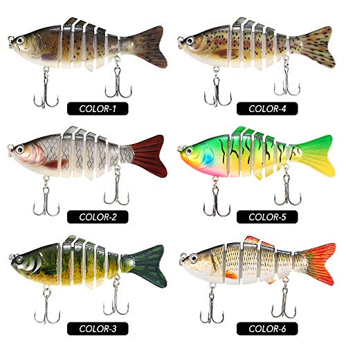 Isca anzol, Andoer Isca de pesca multi-articulada Lifelike 7 segmentos Isca de pesca Crankbait Swimb