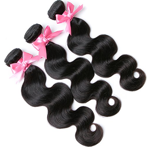 Brazilian Body Wave 3 Bundles with Frontal (16 18 20+14 Frontal) Ear to Ear Lace Frontal Closure with Bundles 8A Brazilian Virgin Hair Lace Frontal with Baby Hair Natural Black Color