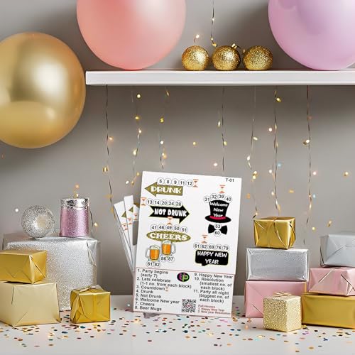 Image of Happy New Year Theme Tambola Tickets | Happy New Year 2026 Bingo Housie Theme Tickets (English) for Kitty Party & Themed Events with Family & Friends (Set of 15 Tickets)