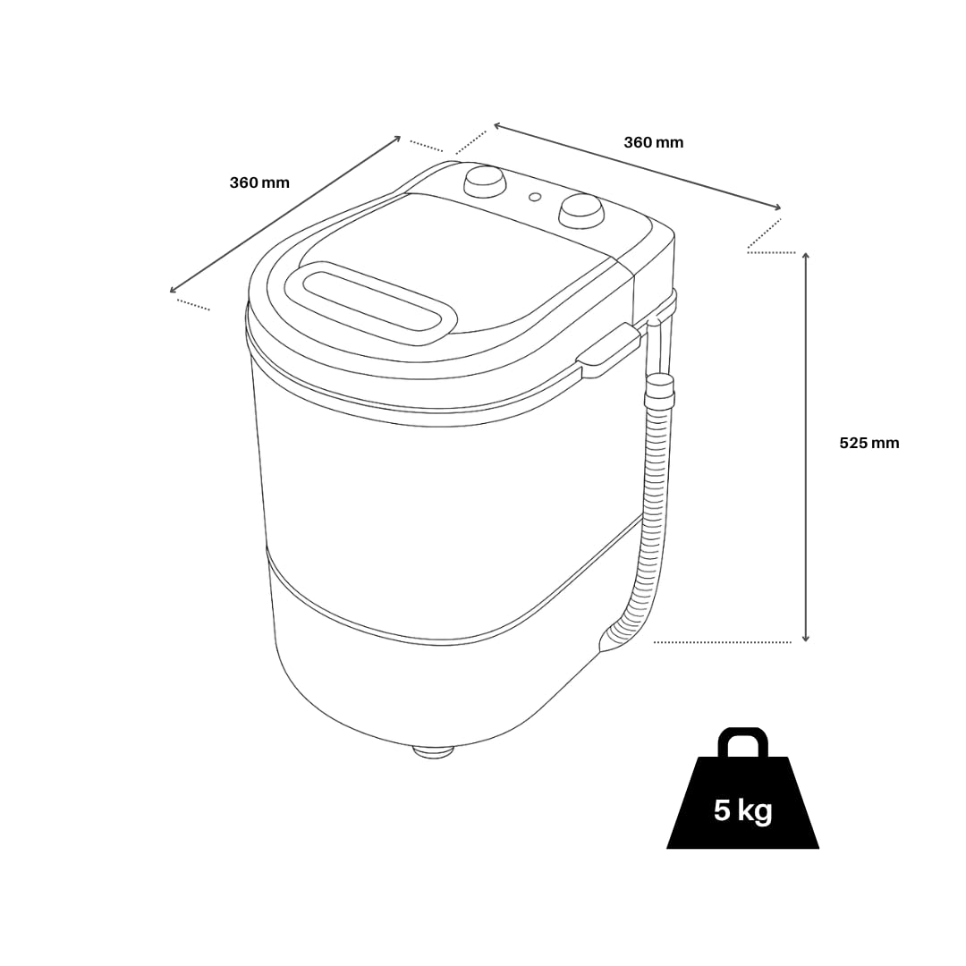 Lavadora Mini Centrifugadora portátil Caravan 3kg - Tangarus | Ideal para Camping y Caravanas | Clase A