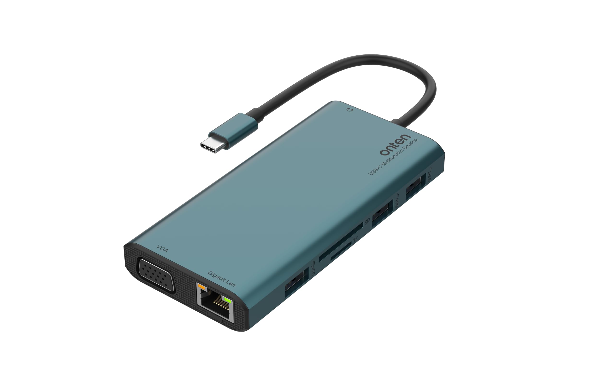 Onten USB C Hub 12in1, Docking Station mit 2X HDMI 4K, 100W Power Delivery, 3X USB 3.0, Gigabit LAN, VGA 1080P, SD/TF Kartenleser, Audio – MacBook Pro/Air, Windows, Tablets